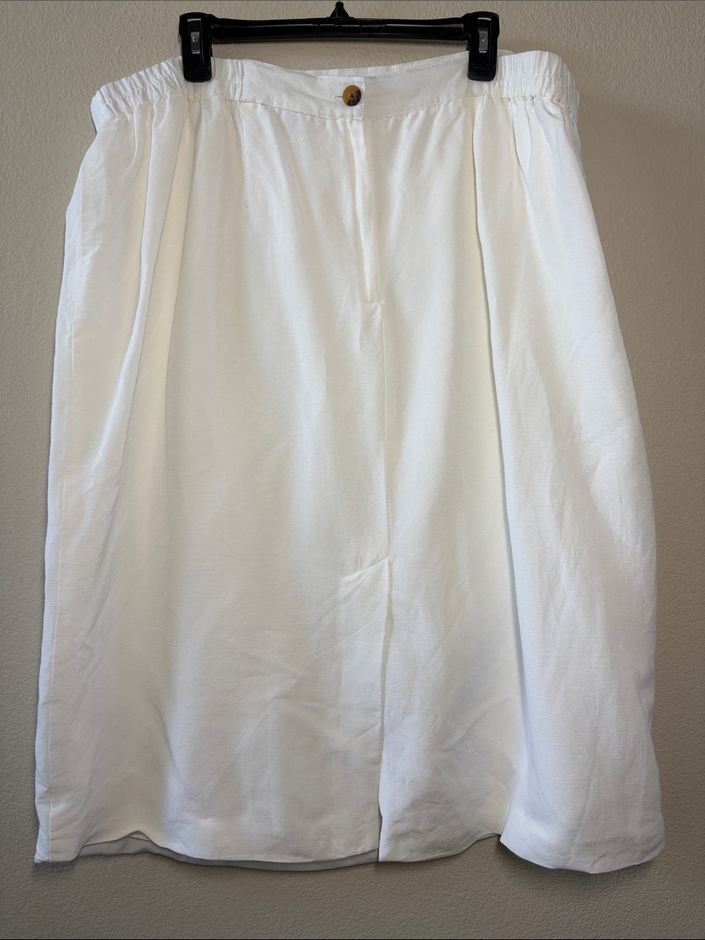 Jessica London White Linen Midi Skirt